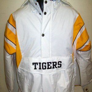 MIZZOU MISSOURI TIGERS Starter Hooded Half Zip Jacket WHITE S M L XL 2X 3X